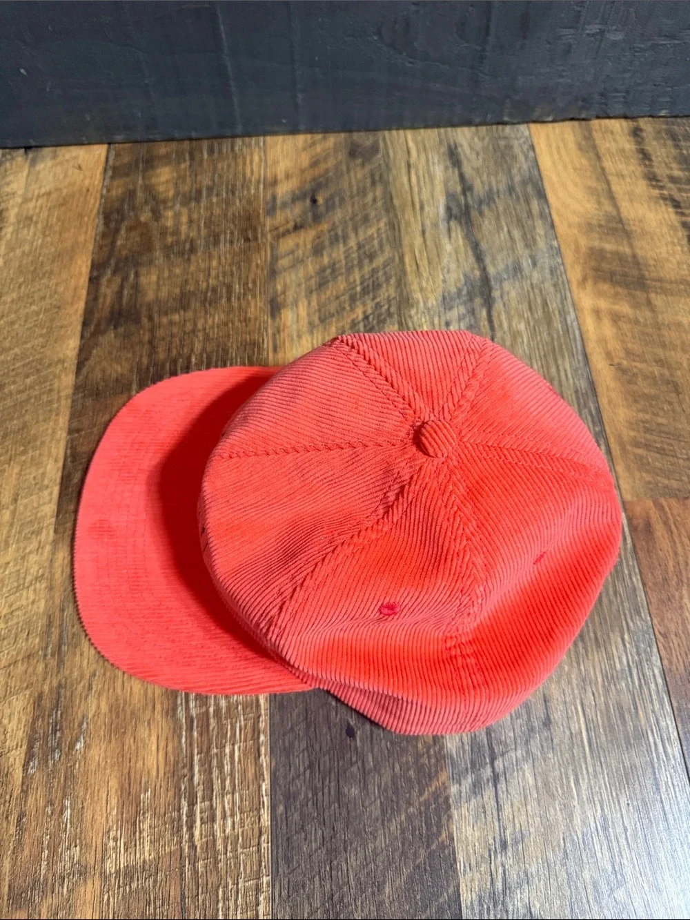NOAH Made in USA Corduroy Snapback Hat Coral Orange Embroidered Logo